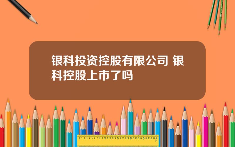 银科投资控股有限公司 银科控股上市了吗